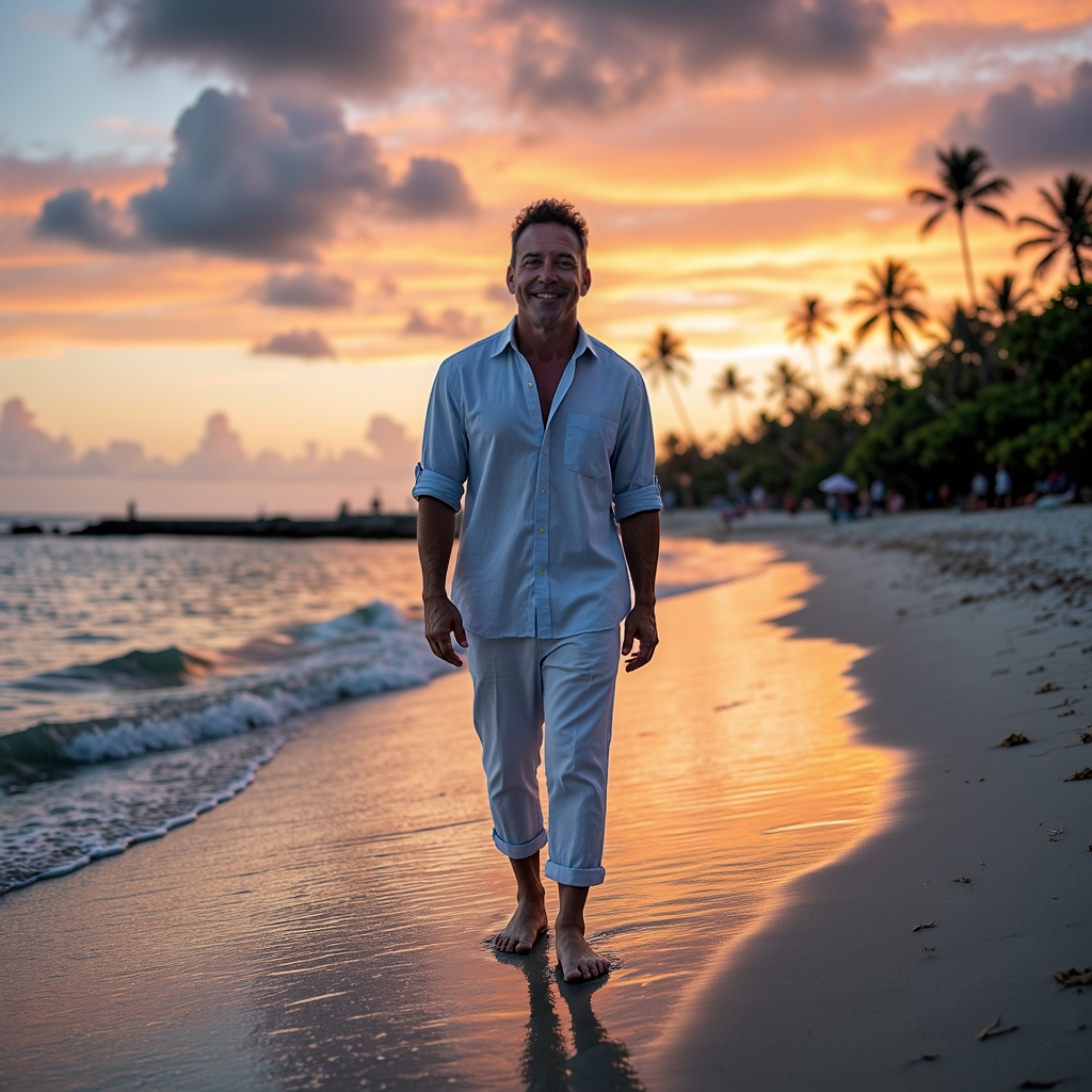 photograph of jon407 man walking along a-FLUX TRAI